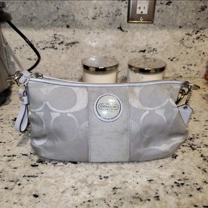 Vintage Grey Allover Print Coach Purse